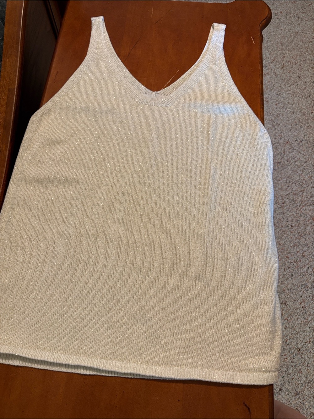 Women's Cream V-Neck Knit Tank Top
